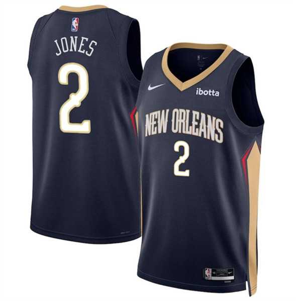 Mens New Orleans Pelicans #2 Herb Jones Navy 2024 Icon Edition Stitched Basketball Jersey Dzhi